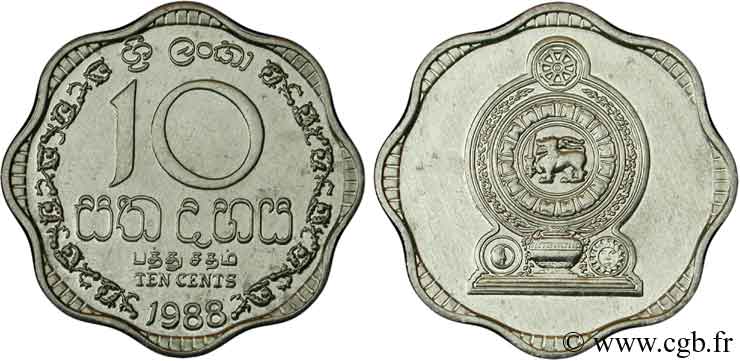 SRI LANKA 10 Cents emblème 1988  MS 