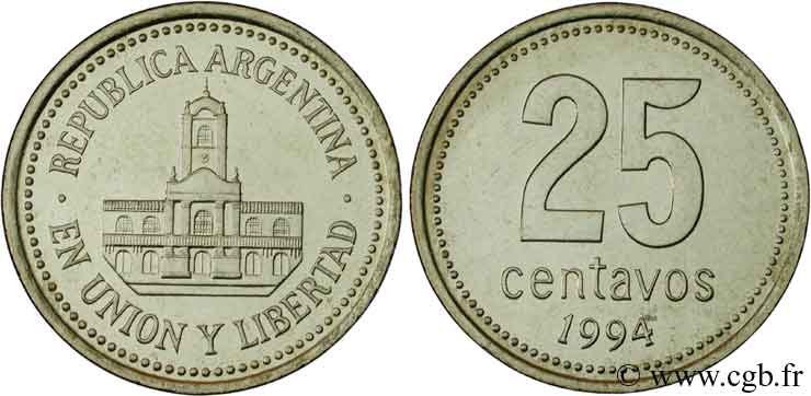 ARGENTINA 25 Centavos 1994  MS 