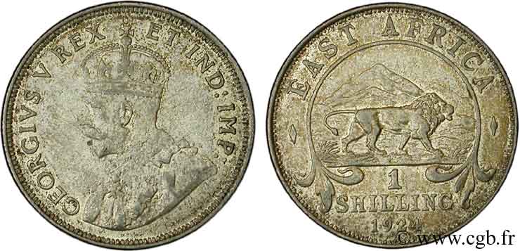 EAST AFRICA (BRITISH) 1 Shilling Georges V / lion 1924 British Royal Mint XF 