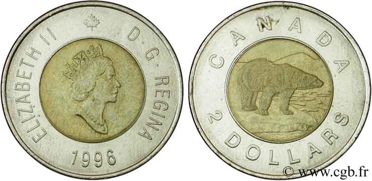 CANADA 2 Dollars Elisabeth II / ours polaires 1996  MS 