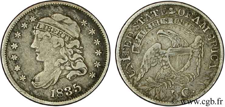 STATI UNITI D AMERICA 5 Cents “capped bust” 1835 Philadelphie BB 