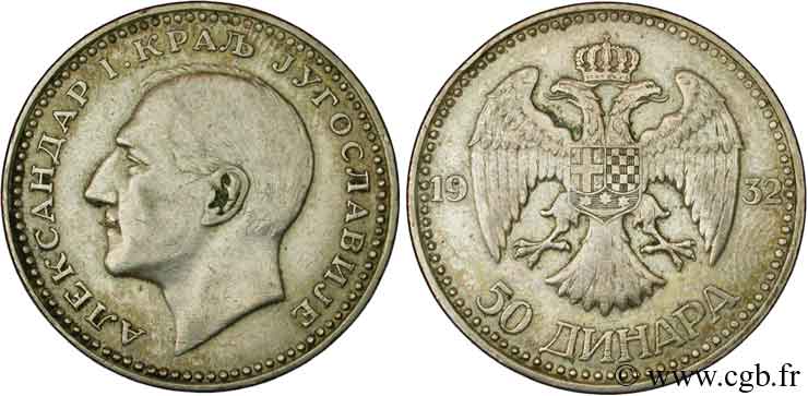 YUGOSLAVIA 50 Dinara Alexandre Ier 1932 Belgrade BB 