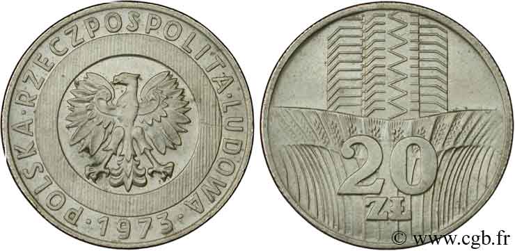 POLEN 20 Zlotych aigle  1973 Varsovie VZ 