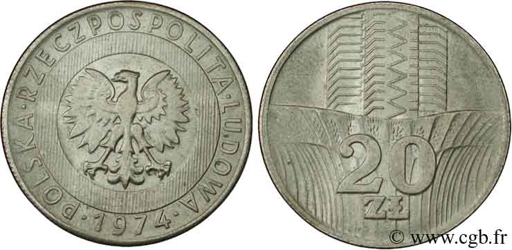 POLONIA 20 Zlotych aigle  1974 Varsovie EBC 