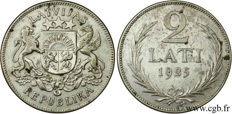 LETTONIE 2 Lati emblème 1925 Londres TTB 