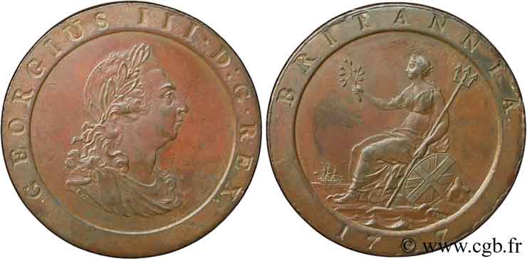 VEREINIGTEN KÖNIGREICH 1 Penny Georges III 1797 Soho VZ 