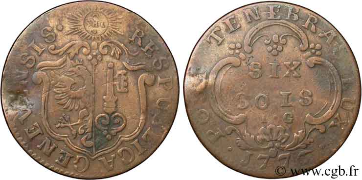 SWITZERLAND - REPUBLIC OF GENEVA 6 Sols Genève 1776  VG 