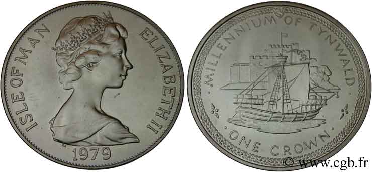 ISOLA DI MAN 1 Crown Millénaire du Tynwald (parlement) caraque flamande et l’île St Michel 1979  MS 