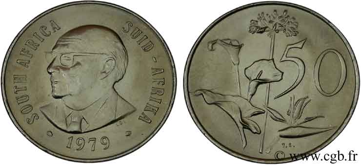 SüDAFRIKA 50 Cents président Diederichs / plante 1979  fST 