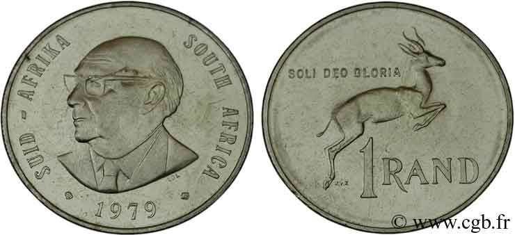 SOUTH AFRICA 1 Rand président Diederichs / springbok 1979  MS 