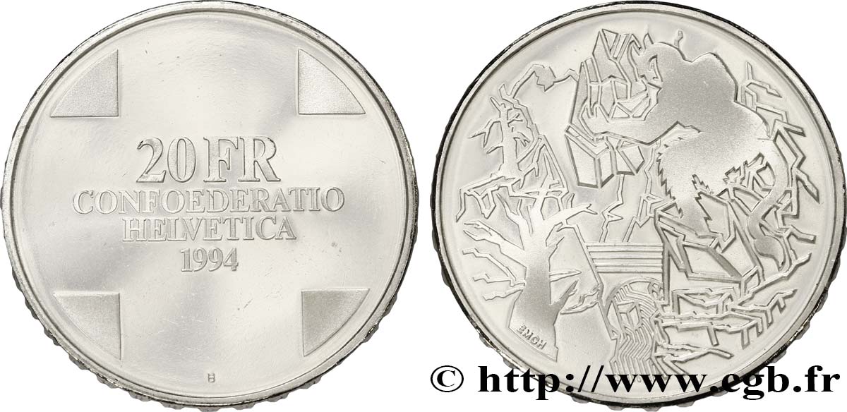 SVIZZERA  20 Francs BE “le Pont du Diable”, conte populaire suisse  1994 Berne - B MS 