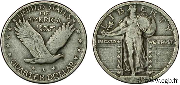 ESTADOS UNIDOS DE AMÉRICA 1/4 Dollar Liberté debout / aigle 1920 Philadelphie BC 