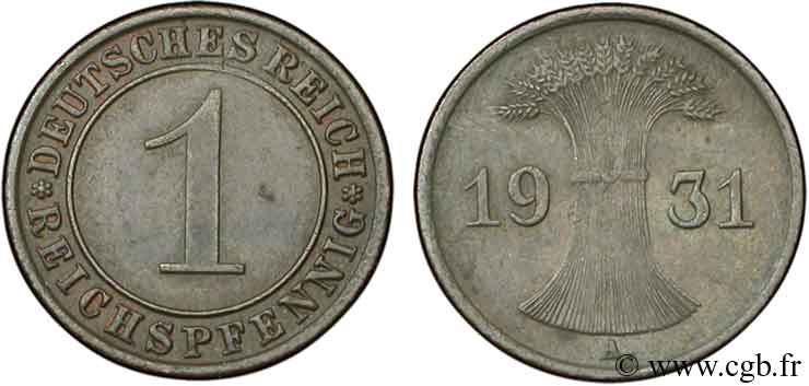 GERMANIA 1 Reichspfennig 1931 Berlin SPL 