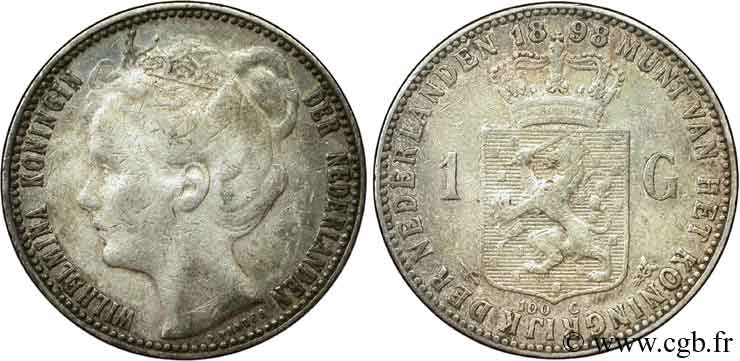 PAESI BASSI 1 Gulden Wilhelmina 1898 Utrecht MB 