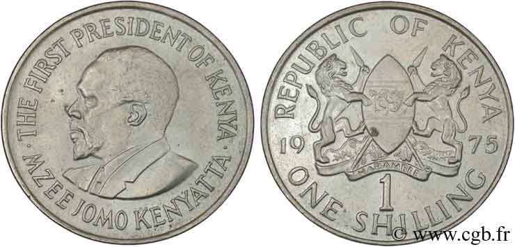 KENYA 1 Shilling Mzee Jomo Kenyatta 1975  TTB 
