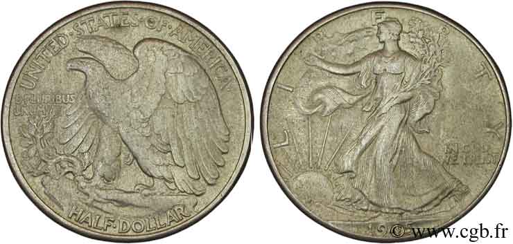 UNITED STATES OF AMERICA 1/2 Dollar Walking Liberty 1945 Philadelphie AU 