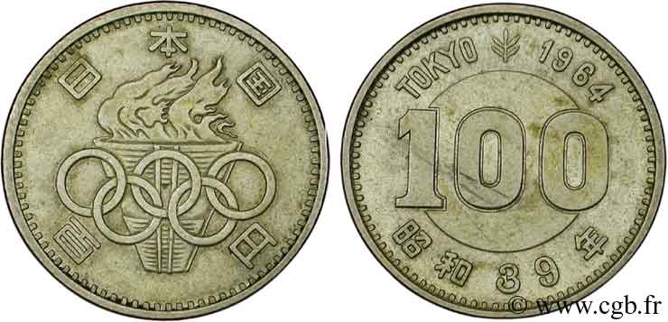 JAPAN 100 Yen an 39 Showa J.O Tokyo 1964  VZ 