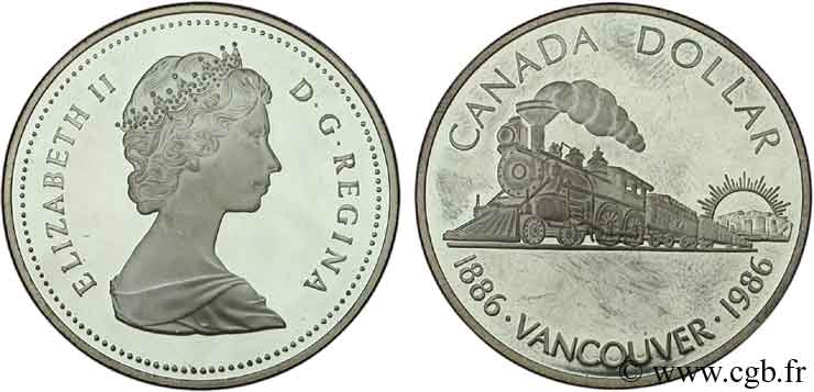 KANADA 1 Dollar BE Elisabeth II / train à vapeur, Vancouver 1986  ST 