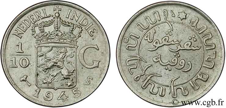 NIEDERLÄNDISCH-INDIEN 1/10 Gulden 1945 San Francisco - S fST 