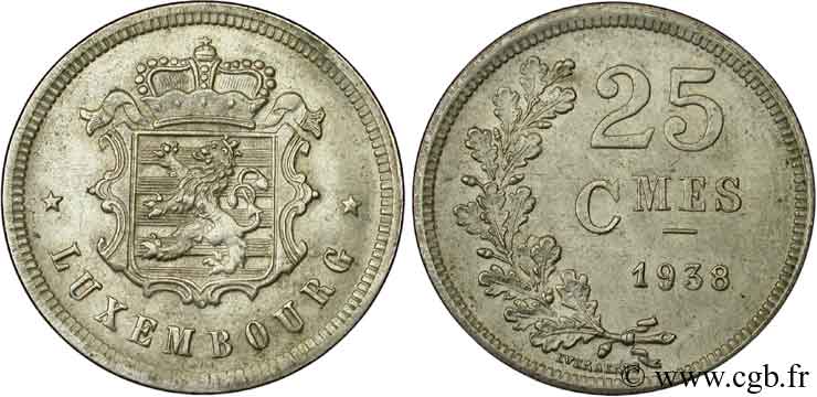 LUSSEMBURGO 25 Centimes 1938  SPL 