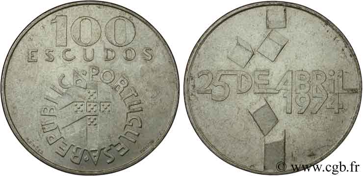 PORTUGAL 100 Escudos 2e anniversaire révolution des oeillets 1976  XF 