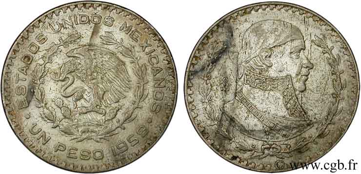 MESSICO 1 Peso Jose Morelos y Pavon / aigle 1959 Mexico BB 