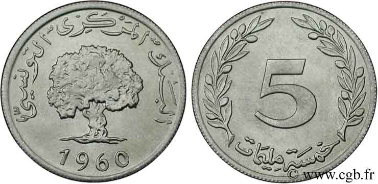 TUNISIA 5 Millim arbre 1960  MS 