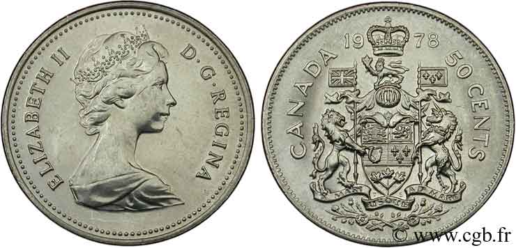 KANADA 50 Cents Elisabeth II / armes du Canada 1978  VZ 