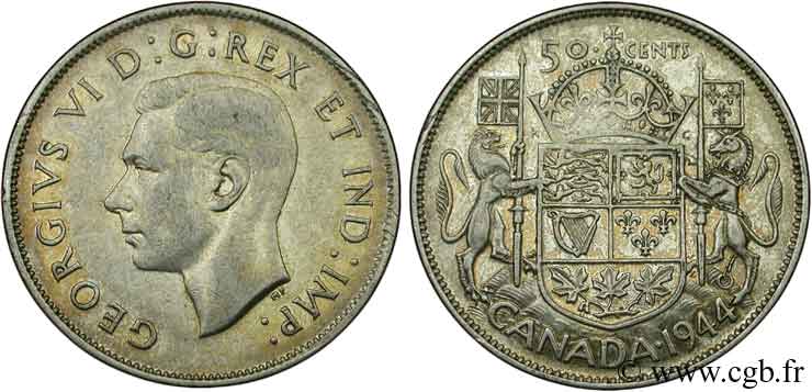 CANADA 50 Cents Georges VI 1944  XF 