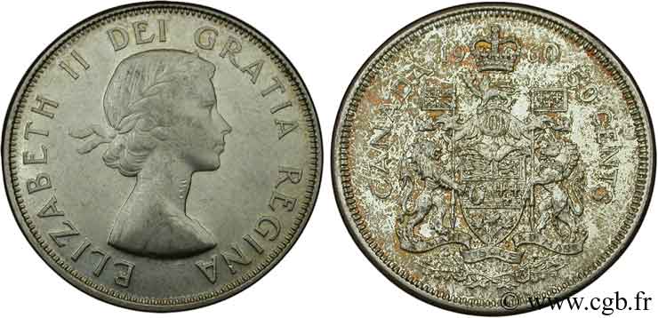 CANADA 50 Cents Elisabeth II / armes du 1960  AU 