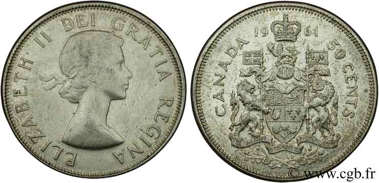 CANADA 50 Cents Elisabeth II / armes du 1961  AU 