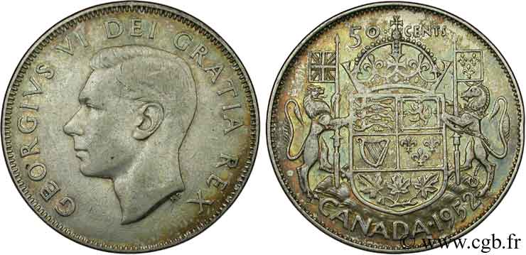 CANADA 50 Cents Georges VI emblème 1952  AU 