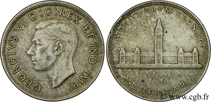 KANADA 1 Dollar Georges VI / visite royale au parlement 1939  fVZ 