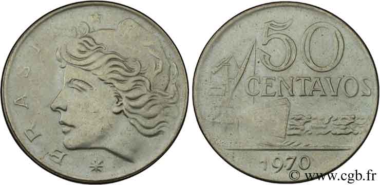 BRAZIL 50 Centavos 1970  MS 