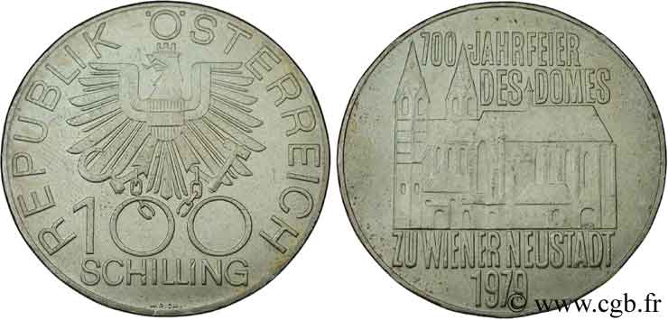 AUSTRIA 100 Schilling 700e anniversaire de la cathédrale de Neustadt 1979  SPL 