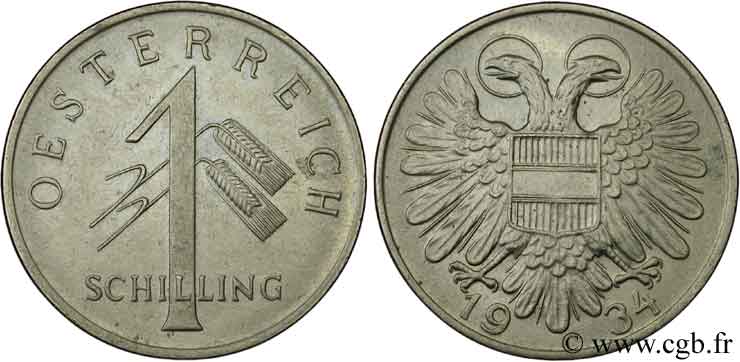 AUSTRIA 1 Schilling aigle bicéphale 1934  MS 