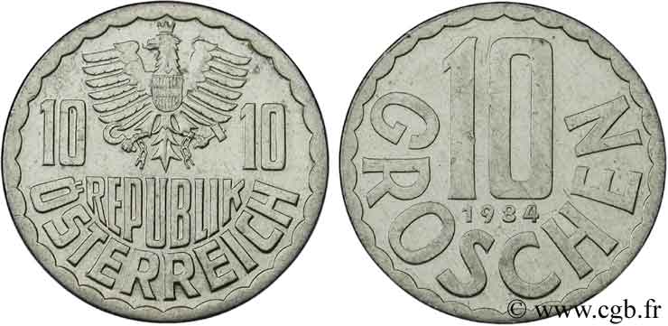 AUSTRIA 10 Groschen aigle 1984  EBC 