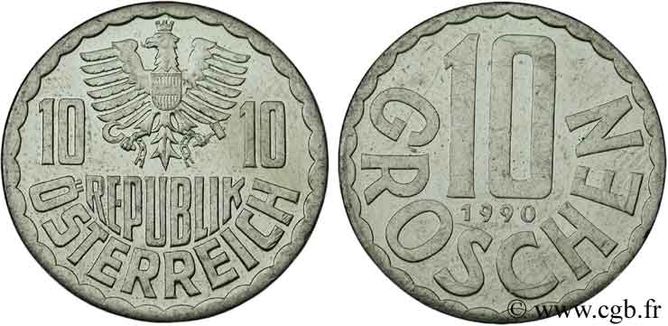 AUSTRIA 10 Groschen aigle 1990  EBC 