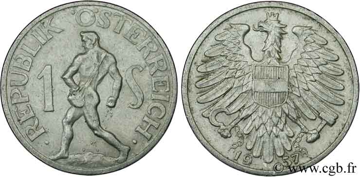AUSTRIA 1 Schilling aigle / semeur 1957  SPL 