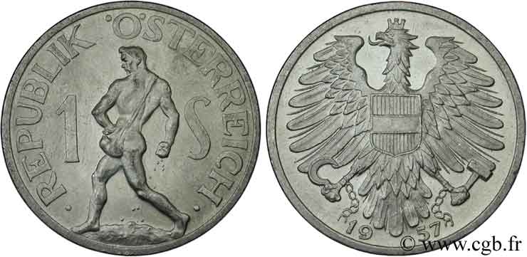 AUSTRIA 1 Schilling aigle / semeur 1957  SC 