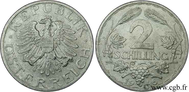AUSTRIA 2 Schilling aigle 1946  EBC 