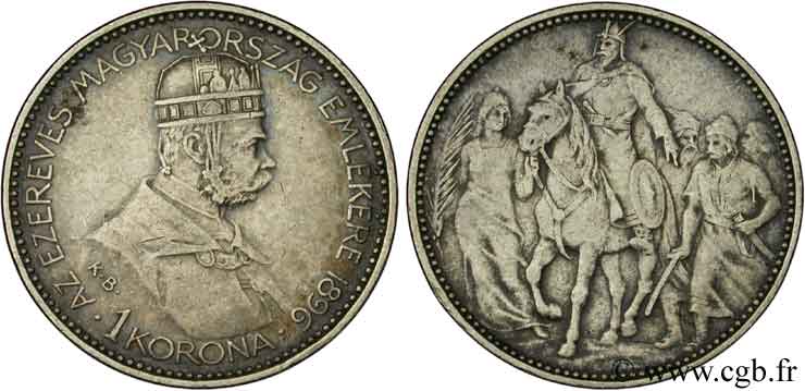 HUNGARY 1 Corona François-Joseph / commémoration du millénium 1896  AU 