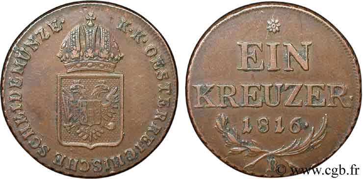 ÖSTERREICH 1 Kreuzer emblème 1816 Kremnitz - B VZ 