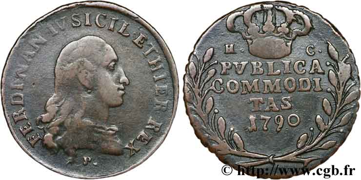 ITALY - KINGDOM OF TWO SICILIES 1 Publica Ferdinand IV 1790  VF 