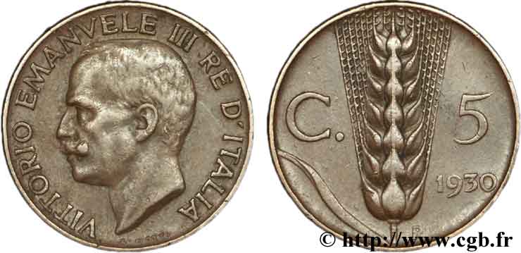 ITALIA 5 Centesimi  Victor Emmanuel III / épi 1930 Rome - R q.SPL 