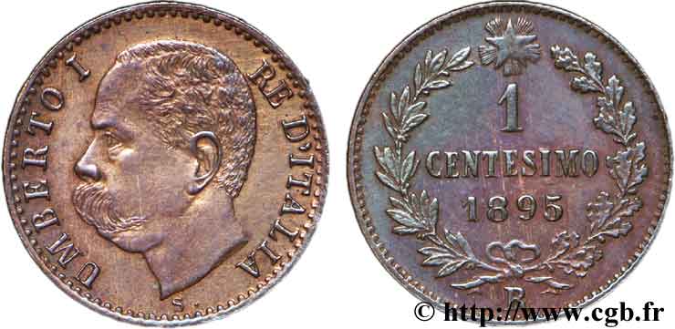 ITALY 1 Centesimo Humbert Ier 1895 Rome - R AU 
