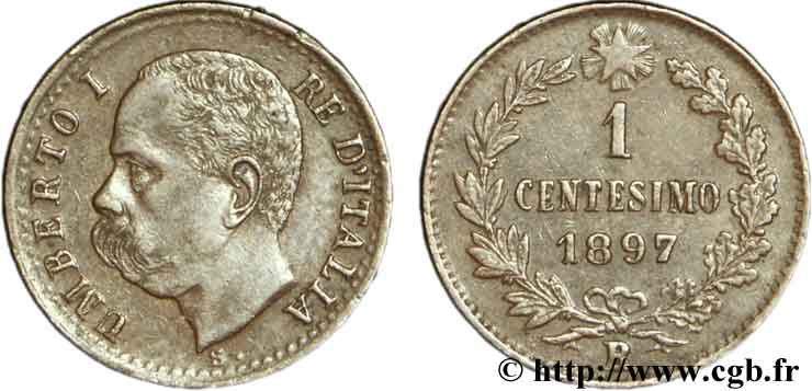 ITALY 1 Centesimo Humbert Ier 1897 Rome - R AU 