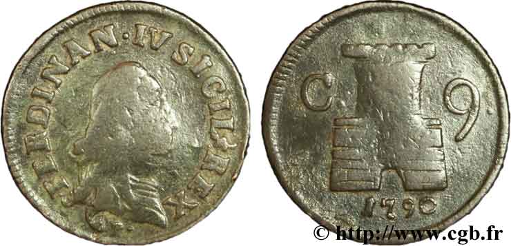 ITALIEN - KÖNIGREICH NEAPEL 9 Cavalli Royaume des Deux Siciles Ferdinand IV 1790 Naples fS 