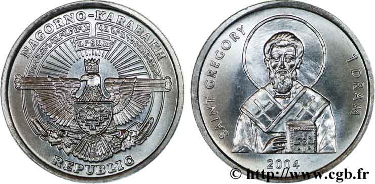 NAGORNO-KARABAKH 1 Dram emblème national / portrait de St Georges de face 2004  MS 