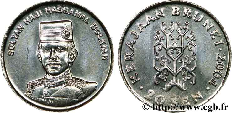 BRUNEI 20 Sen Sultan Hassanal Bolkiah I 2004  MS 